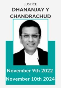 Image of Justice Dhananjay Y Chandrachud, who will be the 50th CJI, with tenure November 9th 2022 - November 10th 2024