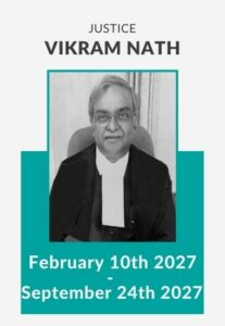 Justice Vikram Nath, who will be the 53rd CJI, with tenure February 10th 2027 - September 24th 2027
